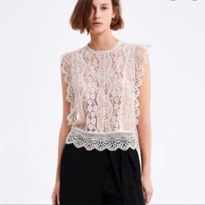 Zara sleeveless lace top size